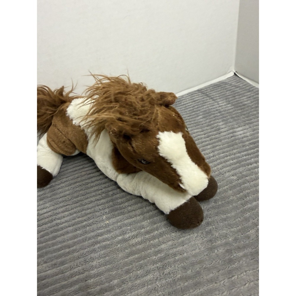 AURORA Tan and White Pony Plush Stuffed Horse Wild Mane Wild Tail